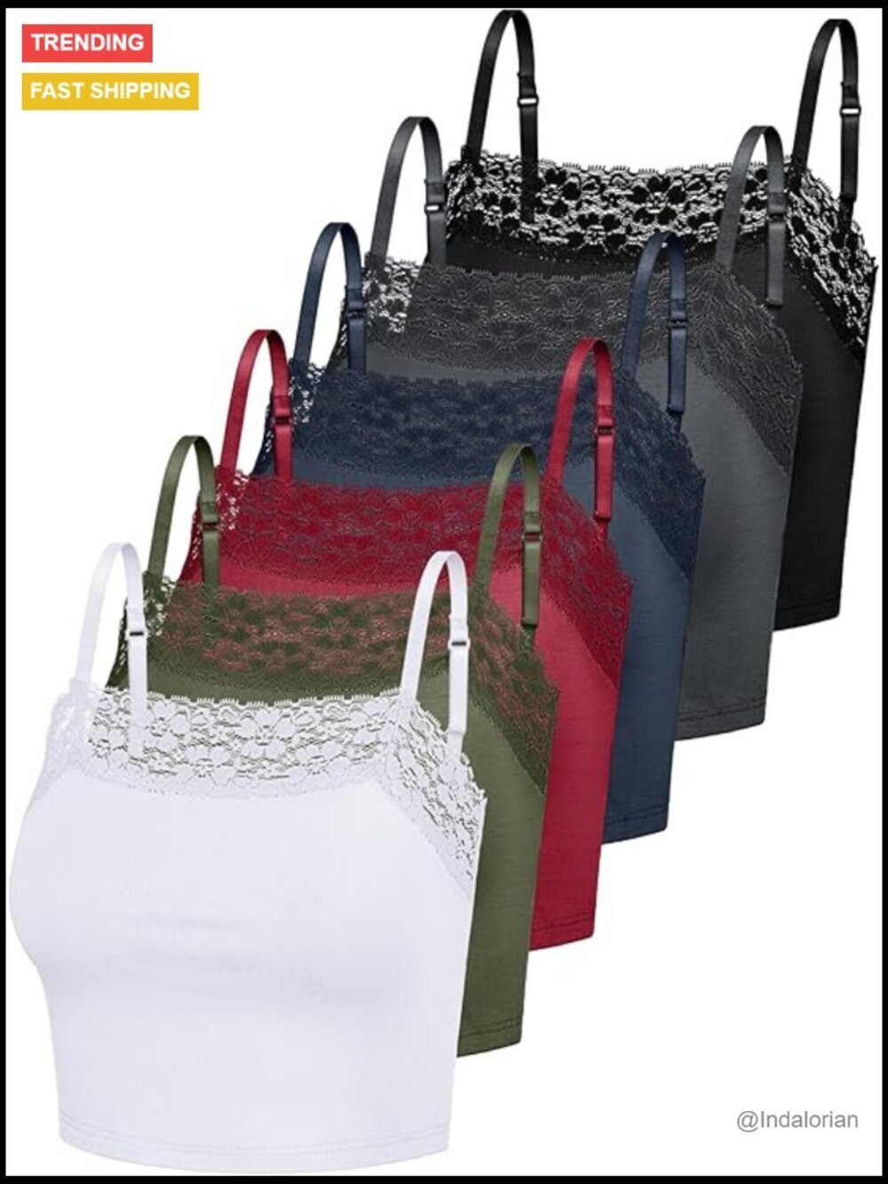 6-Pack Lace Camisole Spaghetti Strap Crop Tops Half Cami Bandeau Tank